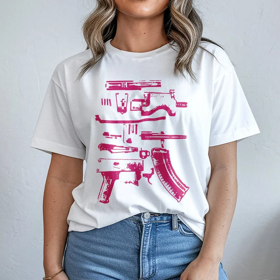 Gun Schematic T-Shirt | Exploded Firearm View Graphic | Premium Soft Cotton | 2nd Amendment Collector's Gift