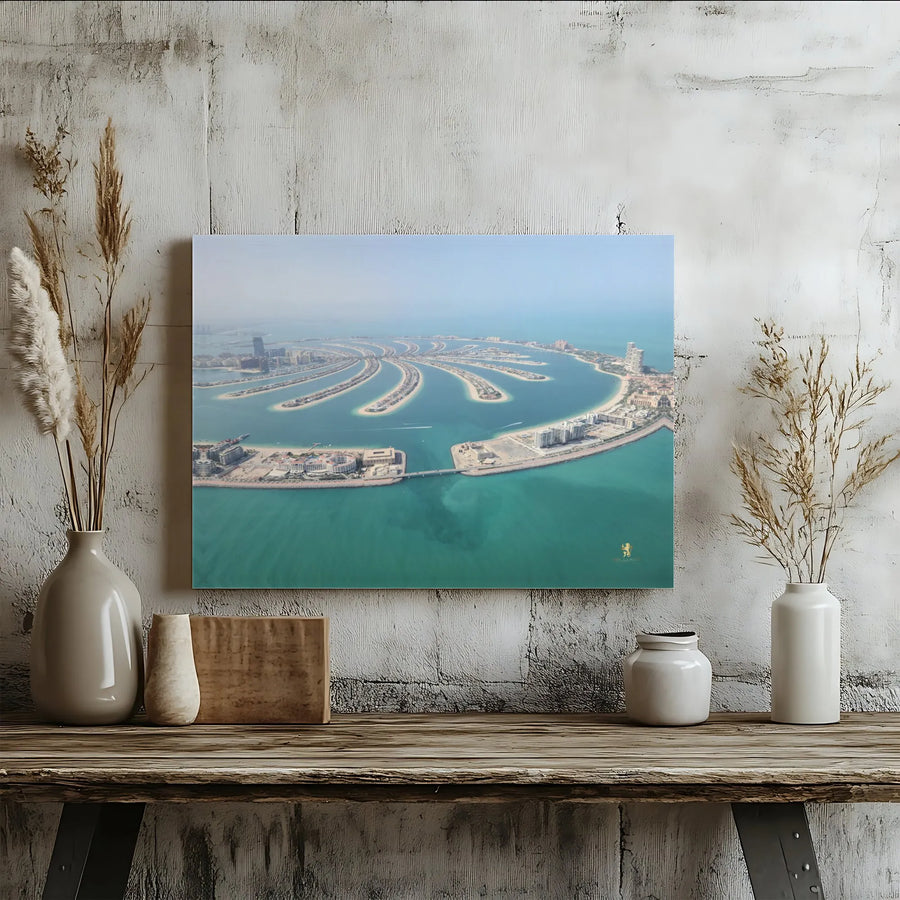 Dubai Palm Jumeirah Canvas Wall Art | Aerial View Dubai Cityscape Print | Premium Gallery Wrapped Canvas | Modern Home & Office Decor Gift
