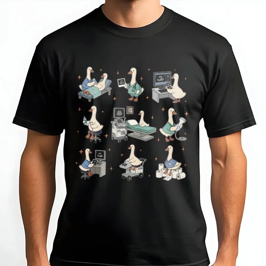 Ultrasound Tech T-Shirt | Funny Sonographer Silly Goose Design | Soft Cotton Graphic Tee | RDMS Graduation Gift for OBGYN Nurse