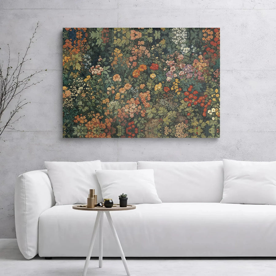 Vintage Wildflower Garden Canvas Art | Moody Botanical Floral Print | Premium Gallery Wrap Wall Decor | Nature-Inspired Home Gift