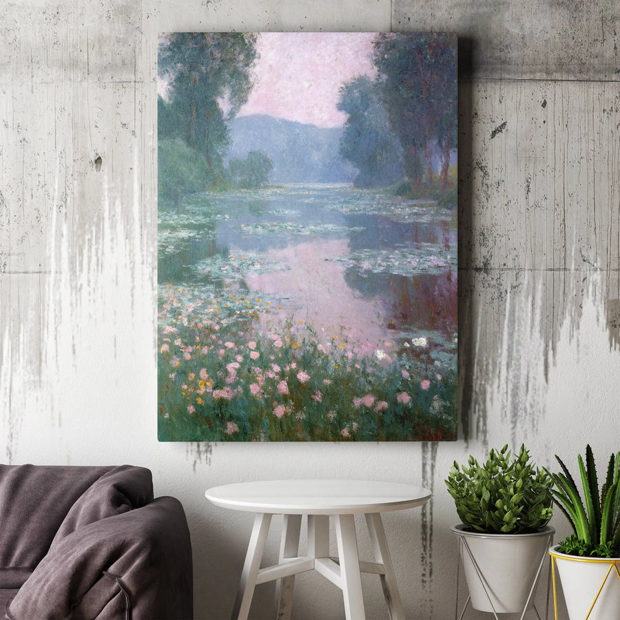 Monet Water Lilies Canvas Print | Vintage French Painting Reproduction | Premium Gallery Wrapped Canvas | Classic Home Decor Gift