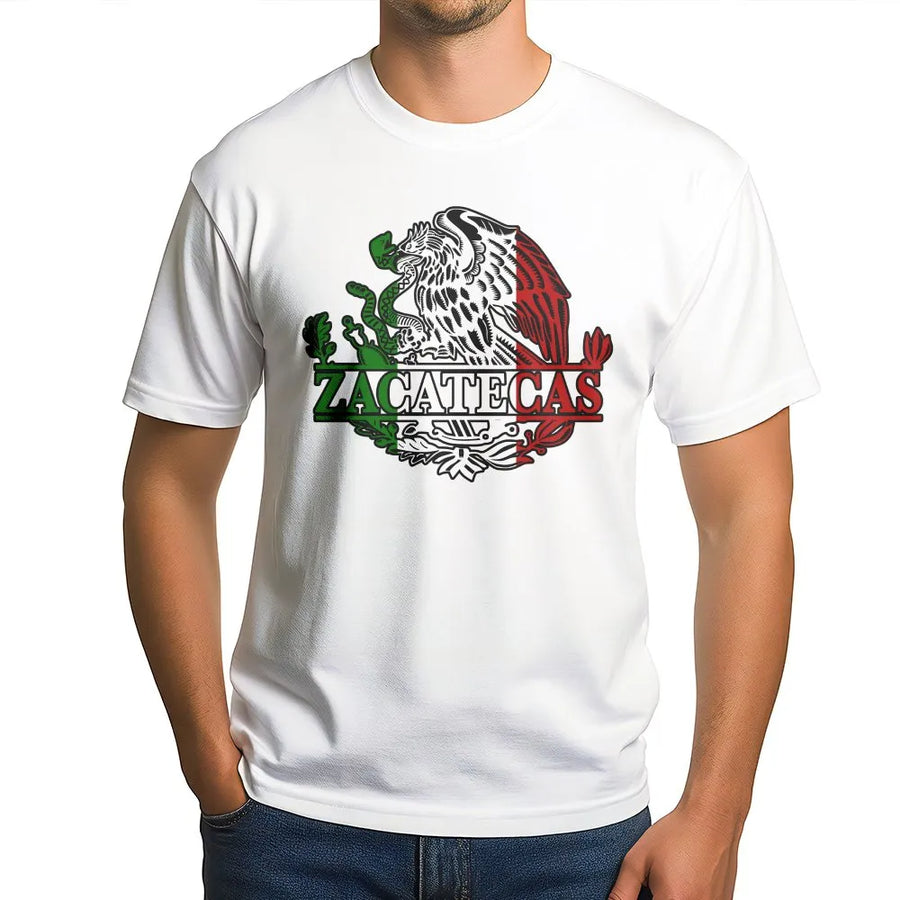Zacatecas Mexico Flag T-Shirt | Eagle Emblem Graphic Tee | 100% Cotton Premium Quality | Cultural Heritage Gift for Mexican Americans
