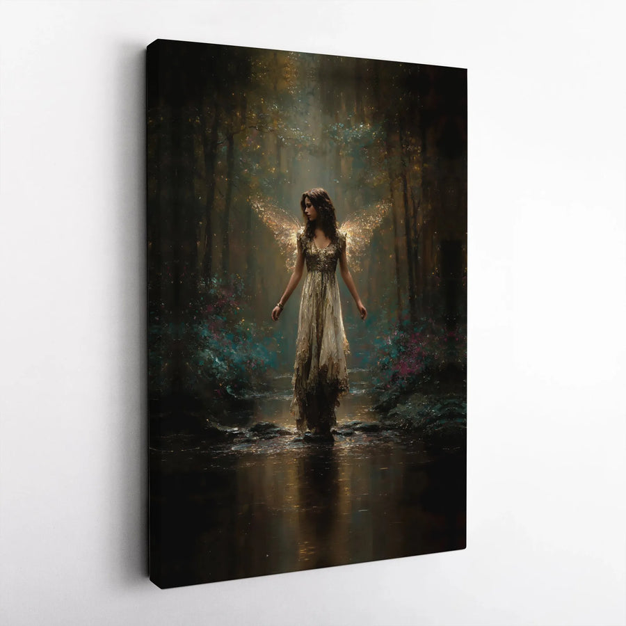 Enchanted Fairy Canvas Wall Art | Glowing Wings in Magical Forest | Premium Gallery Wrap Canvas | Collector's Gift for Fantasy Lovers
