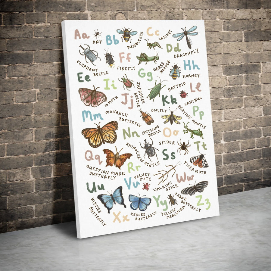Insect Alphabet Wall Art | Educational Bug A-Z Canvas Print | Premium Gallery-Wrapped Decor | Kids Room Nursery Gift
