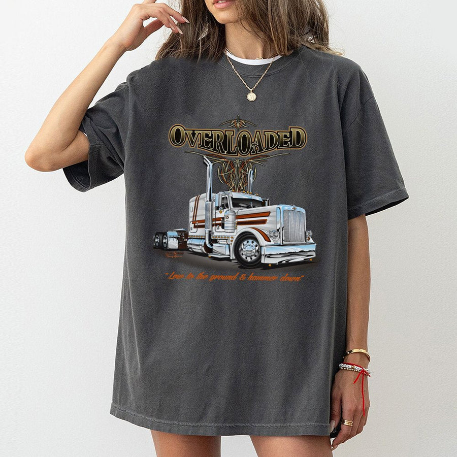 Overloaded Semi Truck T-Shirt | Vintage Big Rig Graphic Tee | Premium 100% Cotton | Gift For Truckers and Diesel Mechanics