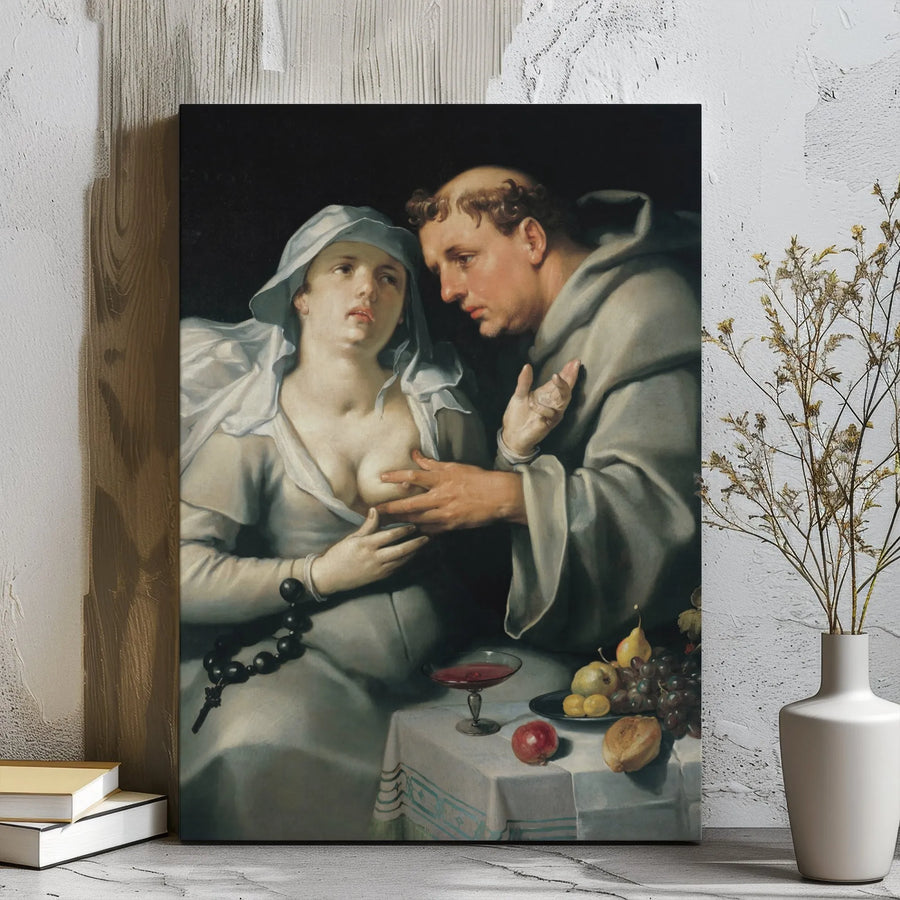 The Visit by Michael Sweerts Canvas Print | Baroque Religious Oil Painting Reproduction | Premium Gallery Wrapped Wall Art | Classic Fine Art Decor