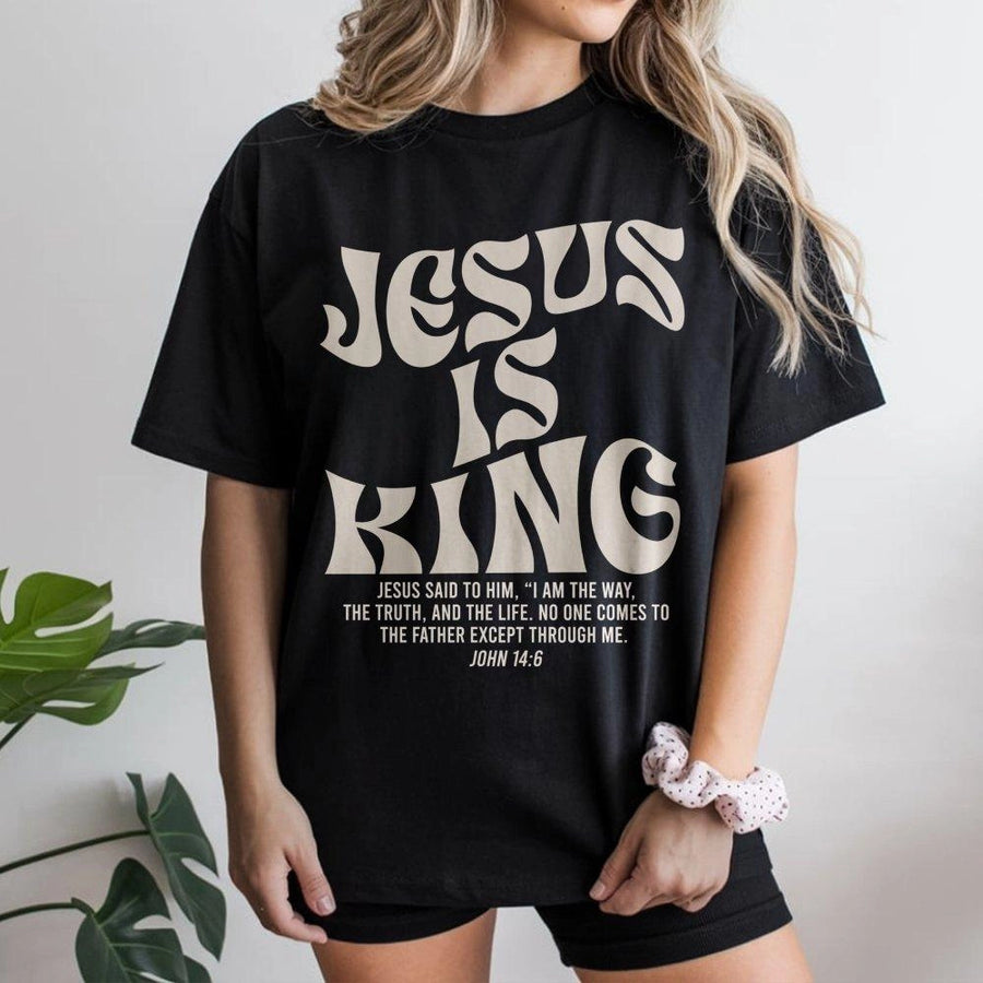 Jesus Is King T-Shirt | John 14:6 Bible Verse Graphic | Premium 100% Cotton Christian Apparel | Faith-Based Religious Gift for Men and Women