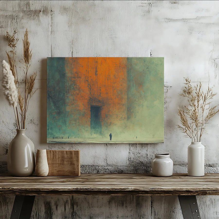 Abstract Monolithic Wall Canvas Art | Solitary Figure Surrealist Print | Gallery-Quality 1.25 Inch Frame | Modern Minimalist Home Decor Gift