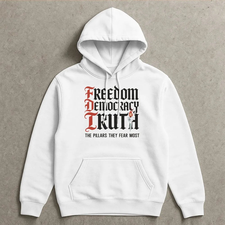 Freedom Democracy Truth Hoodie | Activist Graphic Tee | Premium Cotton Blend Unisex Sweatshirt | Gift for Social Justice Advocate