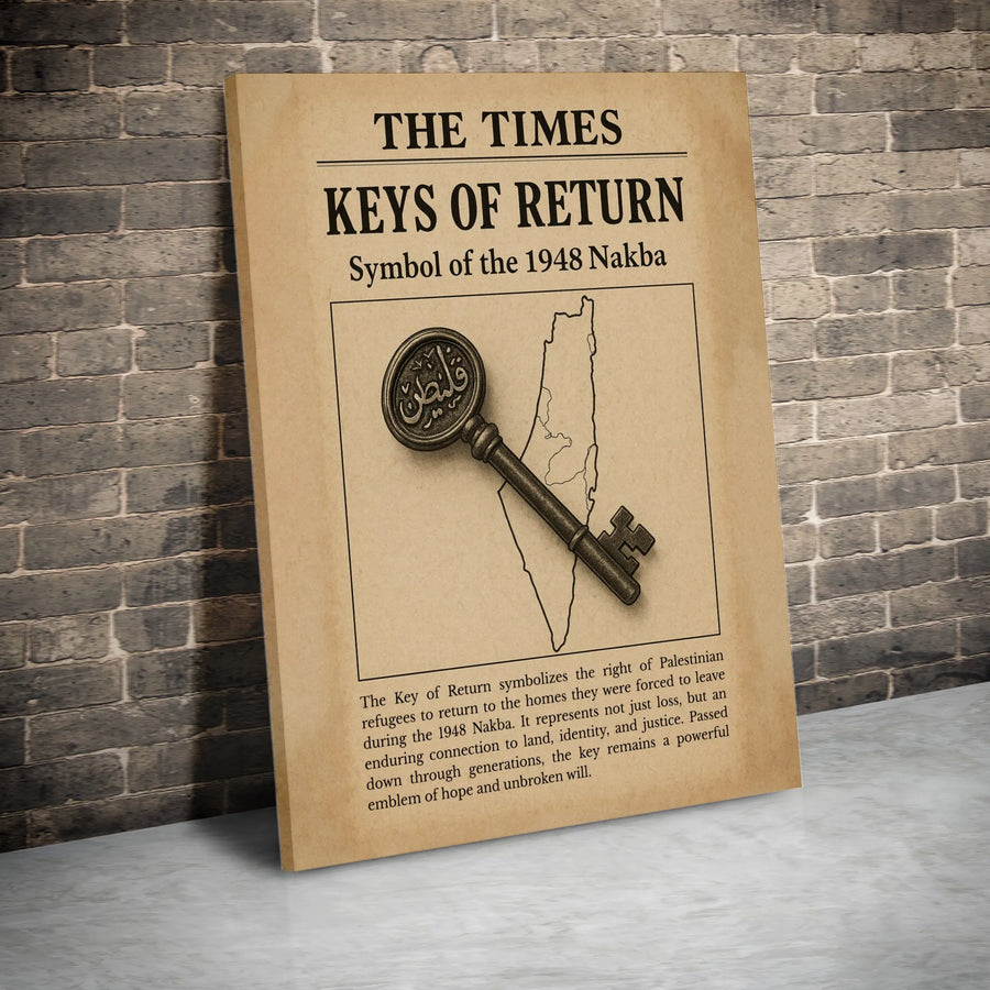 Key of Return Canvas | 1948 Nakba Palestinian Heritage Art | Premium Fade-Resistant Wall Decor | Meaningful Cultural Gift for Activists