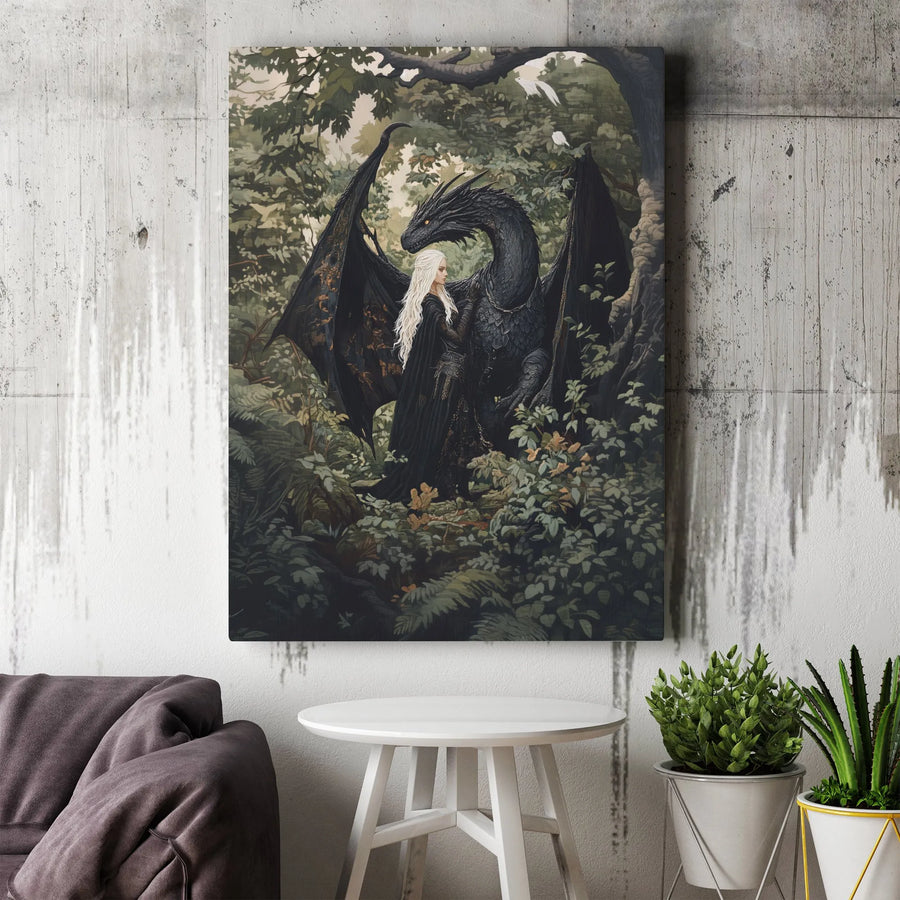 Fantasy Dragon Queen Wall Art | Enchanted Forest Dragon Canvas Print | Premium Gallery-Wrapped Decor | Unique Gift for Fantasy Lovers