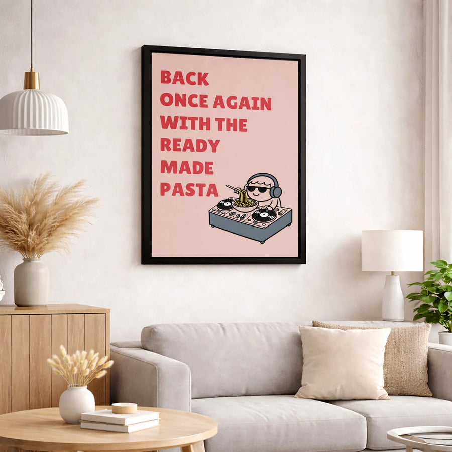 Pasta DJ Wall Art | Funny Music Lover Canvas Print | Premium Gallery Wrapped Decor | Gift for Chef or Musician