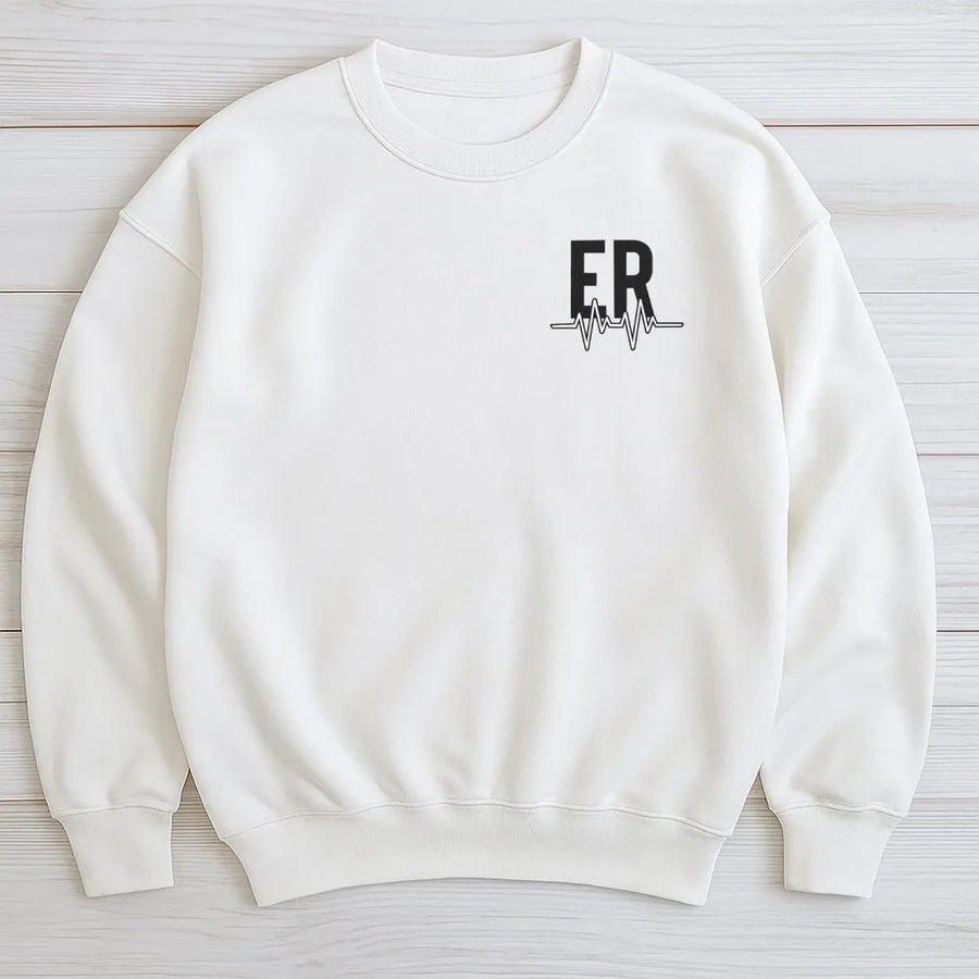 ER Nurse Sweatshirt | Heartbeat EKG Line Graphic | Soft Cotton Tee | Gift for Doctor, Paramedic & Medical Professional