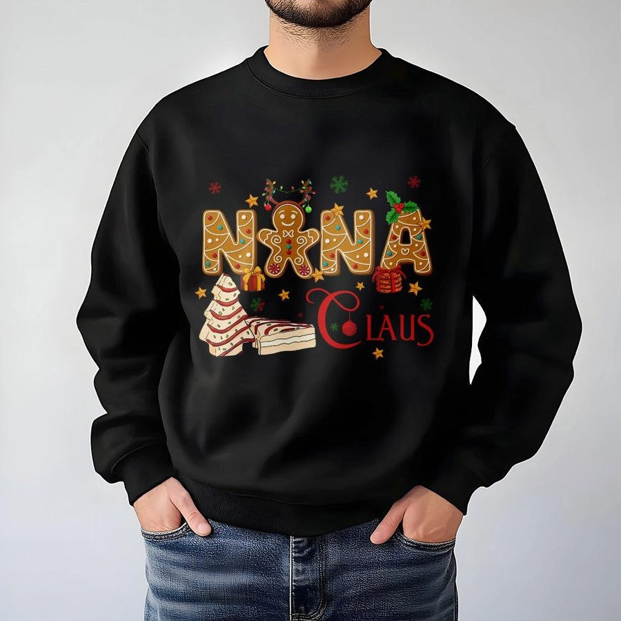 Nana Claus Christmas Sweatshirt | Gingerbread Man Holiday Graphic | Cotton Blend Premium Crewneck | Funny Grandma Xmas Gift For Her