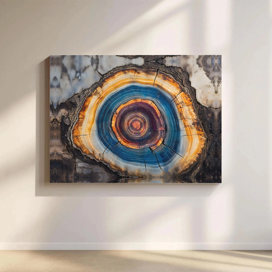 Abstract Tree Ring Canvas Wall Art | Colorful Geode Slice Print | Premium 1.25-Inch Gallery Wrap | Modern Home Decor Gift