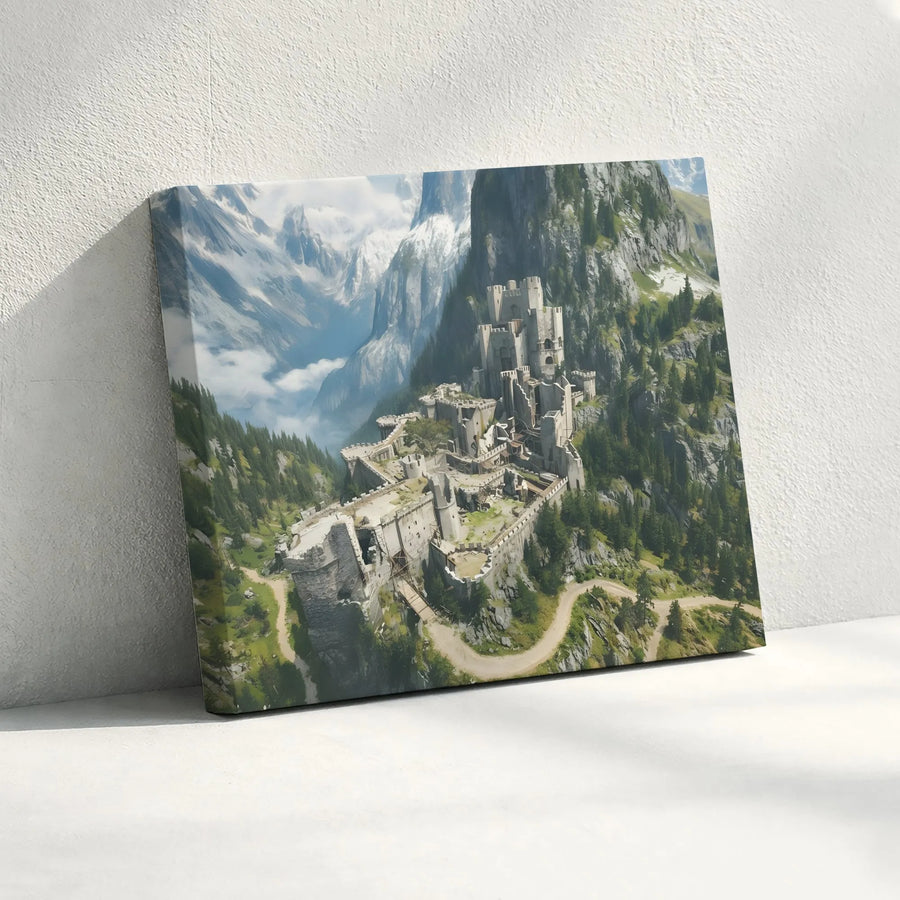 Fantasy Castle Canvas Print | Epic Alpine Citadel Artwork | Premium Gallery Wrapped Canvas | Medieval Wall Decor Gift for Fantasy Fans