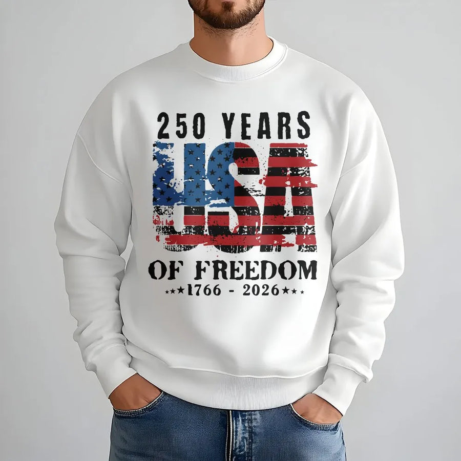 Patriotic 250th Anniversary Sweatshirt | Vintage 1776-2026 American Flag Graphic | Premium Cotton Tee | Gift for USA History Buff