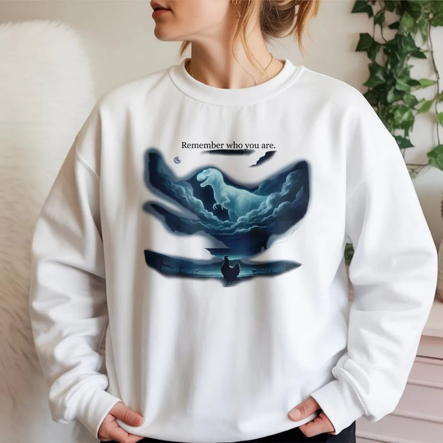 Chicken Dinosaur Sweatshirt | Funny Evolution Meme Graphic Tee | Premium Cotton Blend Crewneck | Gift For Paleontology Fans And Bird Lovers