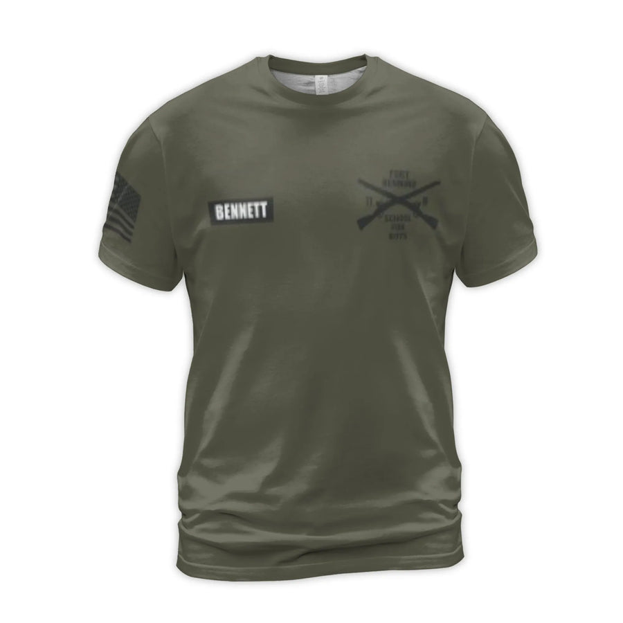 Fort Benning 11B Infantry T-Shirt | Crossed Rifles Military Design | Premium Polyester Jersey | Veteran & Soldier Gift