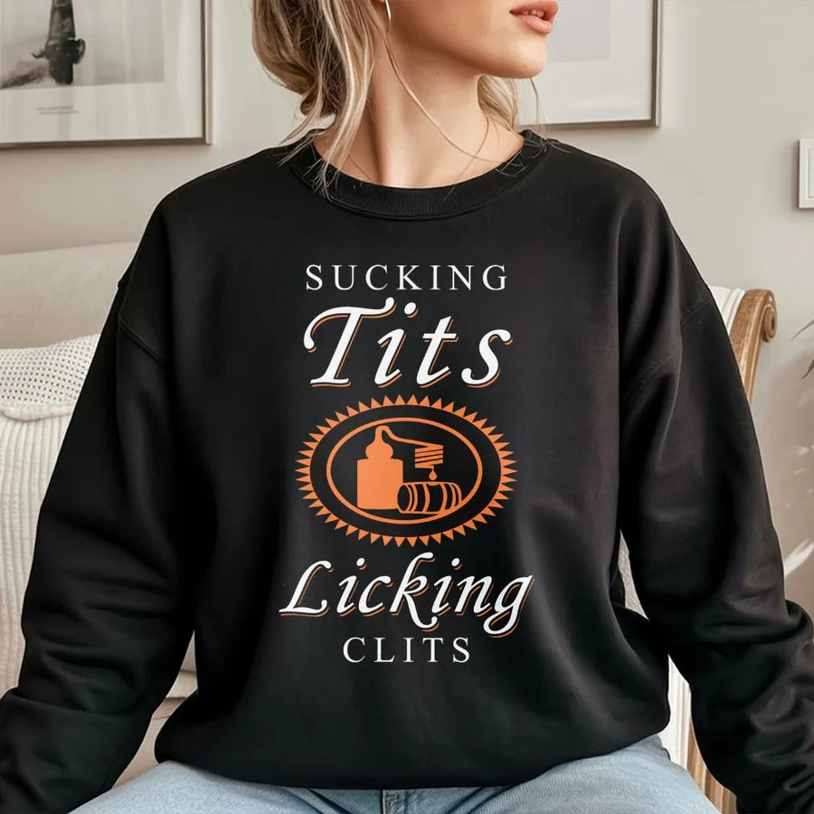 Funny Drinking Humor Sweatshirt | Explicit Party Statement Graphic | Premium Cotton Blend | Rude Adult Gift for Men and Women