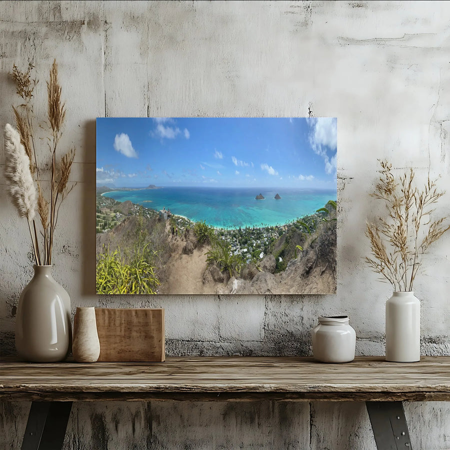 Lanikai Beach Canvas Print | Panoramic Oahu Hawaii Landscape | Premium Gallery Wrapped Wall Art | Tropical Island Home Decor Gift