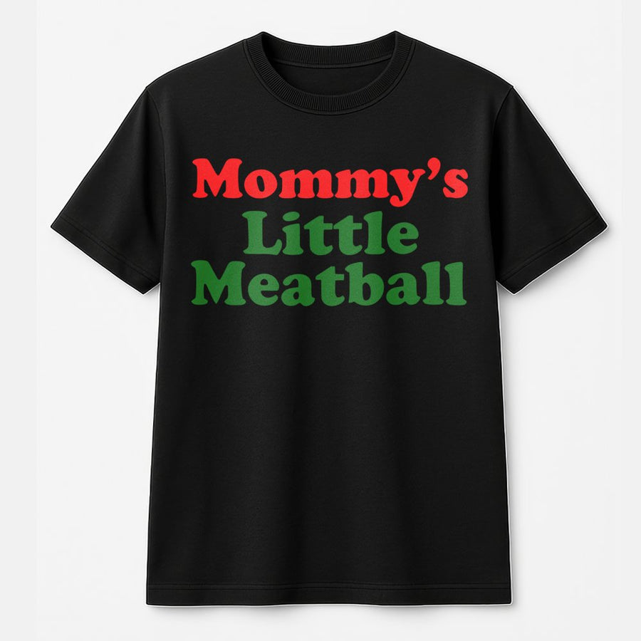 Mommy's Little Meatball T-Shirt | Funny Italian Food Graphic Print | 100% Cotton Premium Tee | Cute Matching Gift for Moms & Kids
