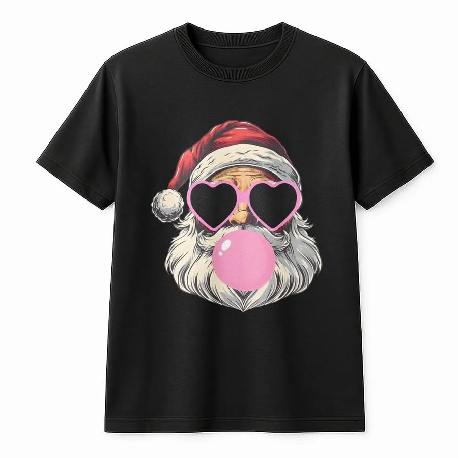 Cool Santa Claus T-Shirt | Retro Bubble Gum Pop Art Design | Premium Soft Cotton Tee | Funny Christmas Gift for Holiday Party