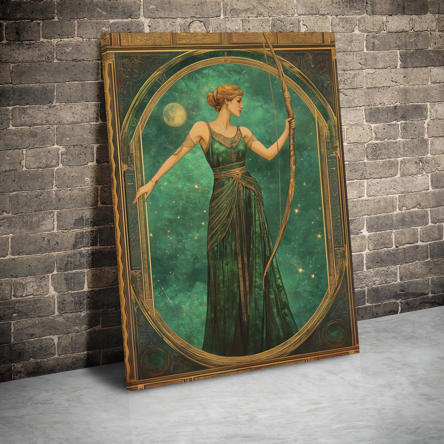 Artemis Goddess Canvas Art | Art Nouveau Mythology Wall Decor | Premium 1.25" Gallery Wrap | Greek Mythology Gift for Her