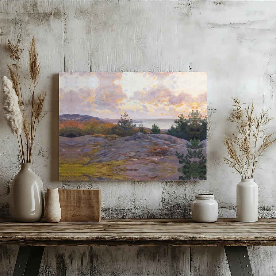 Vintage Seascape Canvas Print | Impressionist Coastal Sunset Painting | Premium Gallery Wrapped Wall Art | Living Room Decor Collector's Gift