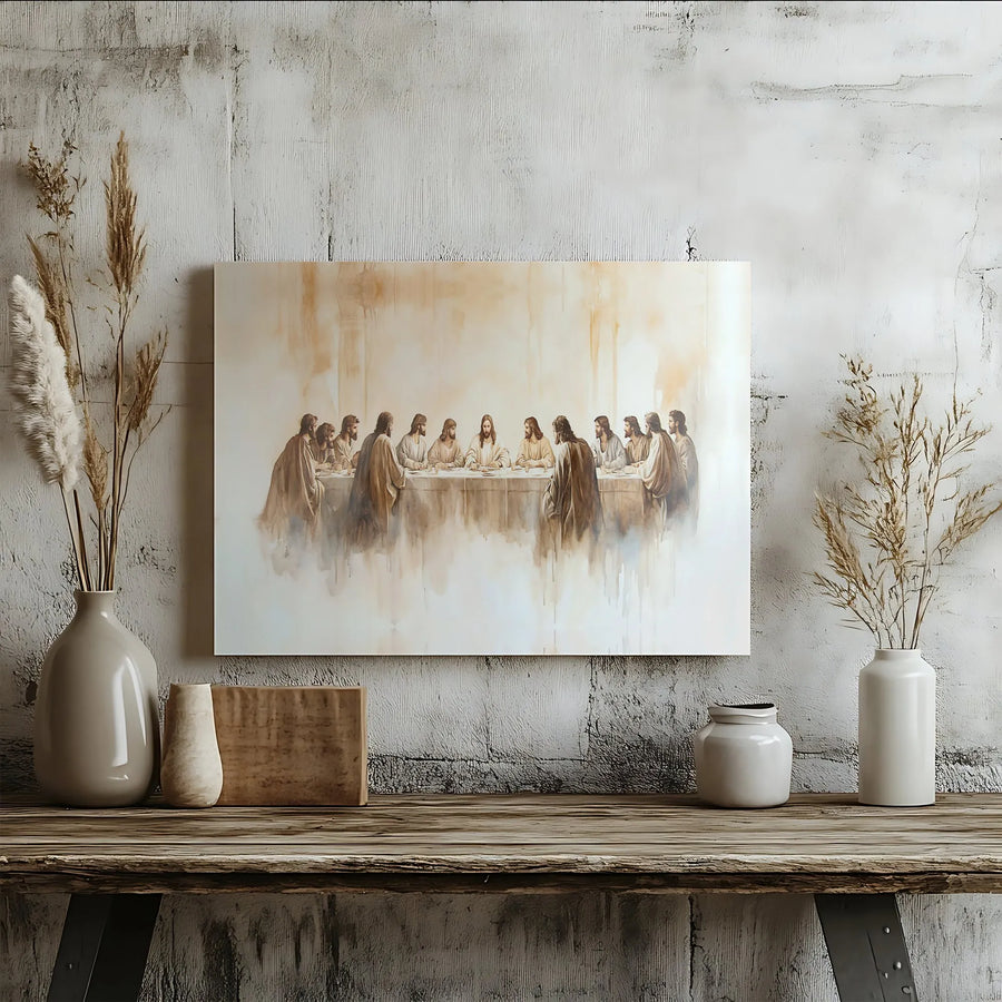 The Last Supper Canvas Print | Watercolor Religious Wall Art | Premium Gallery Wrapped Decor | Christian Home Gift for Living Room