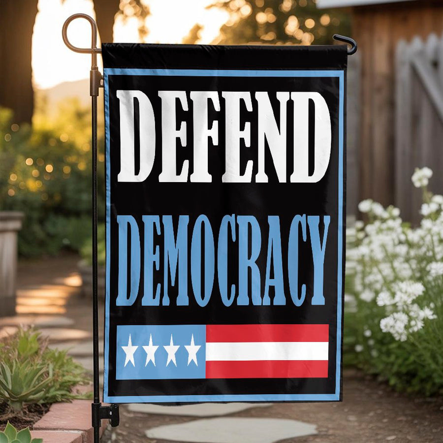 Defend Democracy Garden Flag | Patriotic Yard Decor | Premium Weather-Resistant Polyester | Outdoor Civic Pride Gift for Home