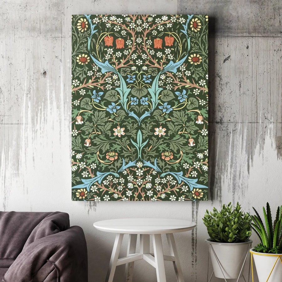 William Morris Style Canvas Wall Art | Vintage Floral Damask Botanical Print | Premium Gallery Wrapped 1.25" Frame | Elegant Home Decor Gift
