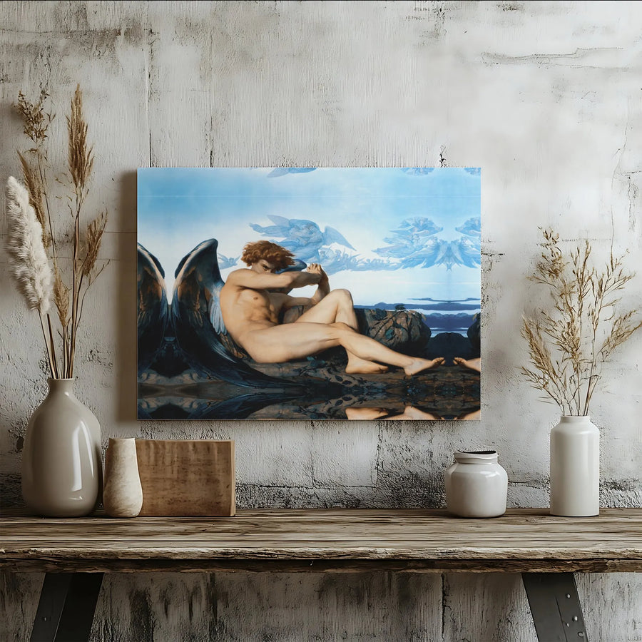 The Fallen Angel Canvas Wall Art | Alexandre Cabanel Mirrored Fine Art Print | 1.25" Gallery Wrap | Dark Academia Gothic Home Decor