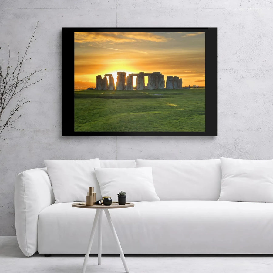 Stonehenge Sunset Canvas Wall Art | Historical England Monument Print | Premium Gallery Wrap 1.25" Frame | Gift for History Lovers & Travelers
