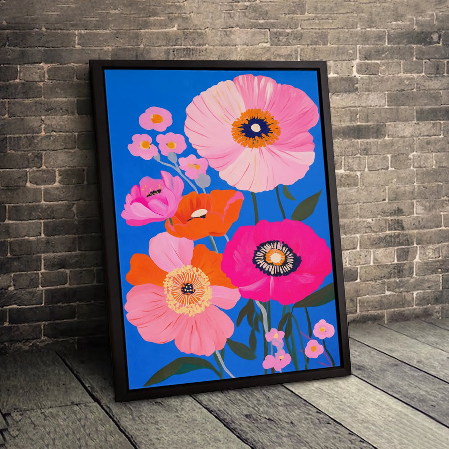 Modern Poppy Flower Wall Art | Vibrant Botanical Floral Print | Premium 1.25-Inch Gallery Canvas | Colorful Home Decor Gift