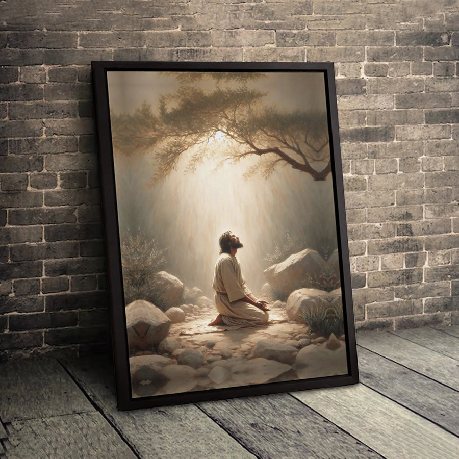 Jesus Praying in Gethsemane Canvas Art | Christian Wall Decor | Fade-Resistant Premium Gallery Print | Spiritual Home Gift