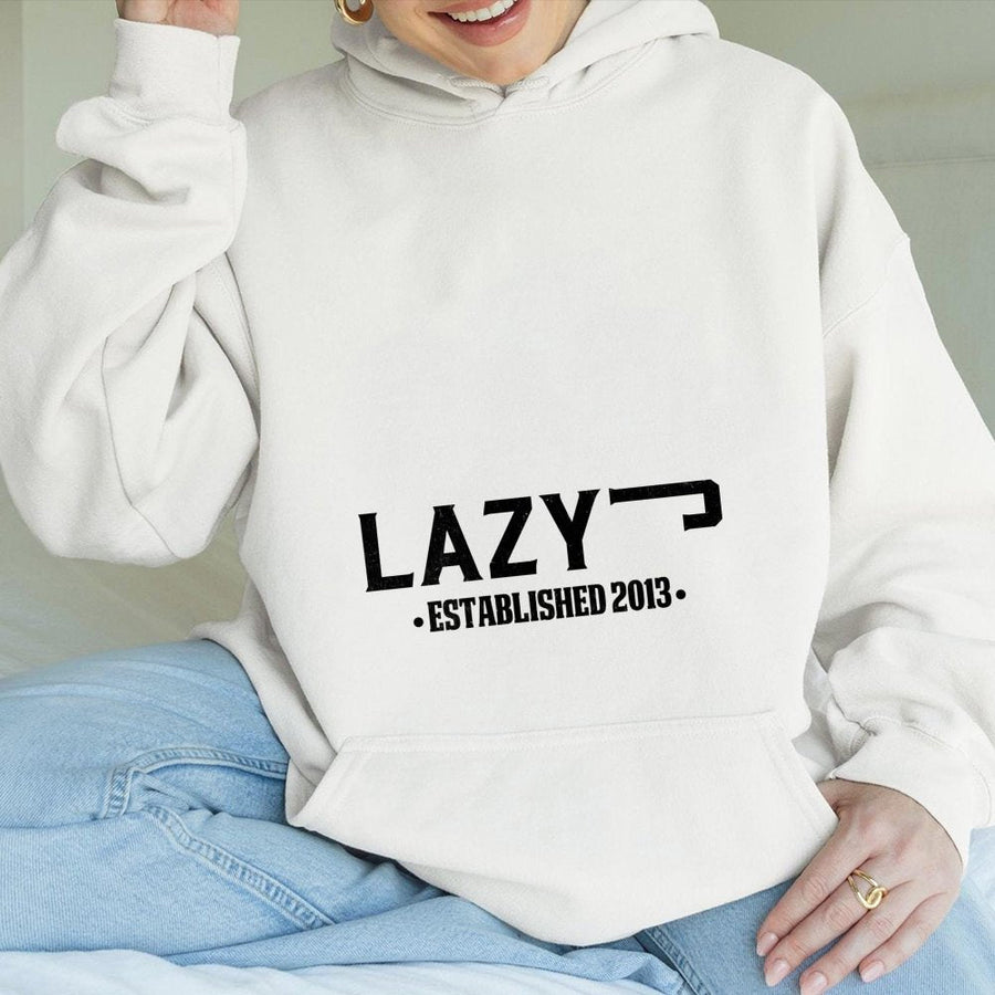 Lazy Established 2013 Graphic Hoodie | Minimalist Streetwear Style | Soft Cotton-Polyester Blend | Premium Casual Gift for Men and Women