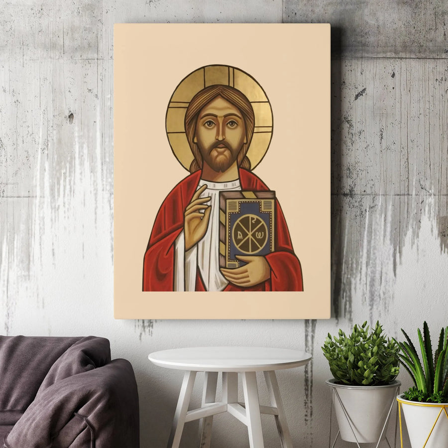 Christ Pantocrator Canvas Print | Byzantine Style Religious Icon | Premium Gallery Wrapped Canvas | Christian Home Decor Gift