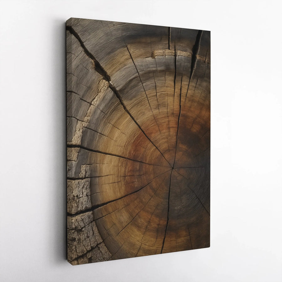 Rustic Tree Ring Canvas Print | Detailed Wood Slice Cross Section | Premium 1.25" Thick Canvas | Gift for Nature Lover Farmhouse Wall Art