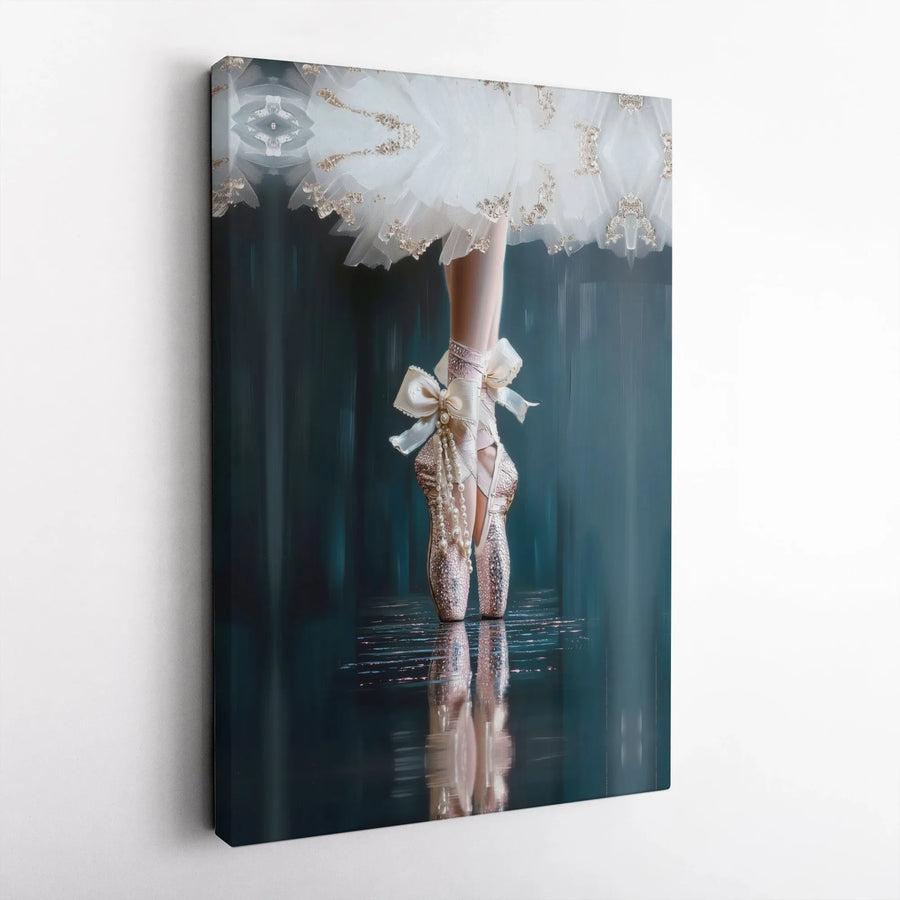 Ballerina Canvas Wall Art | Elegant Pointe Shoes and Tutu Print | Premium Gallery Wrap Canvas | Gift for Dancers & Girls Room Decor