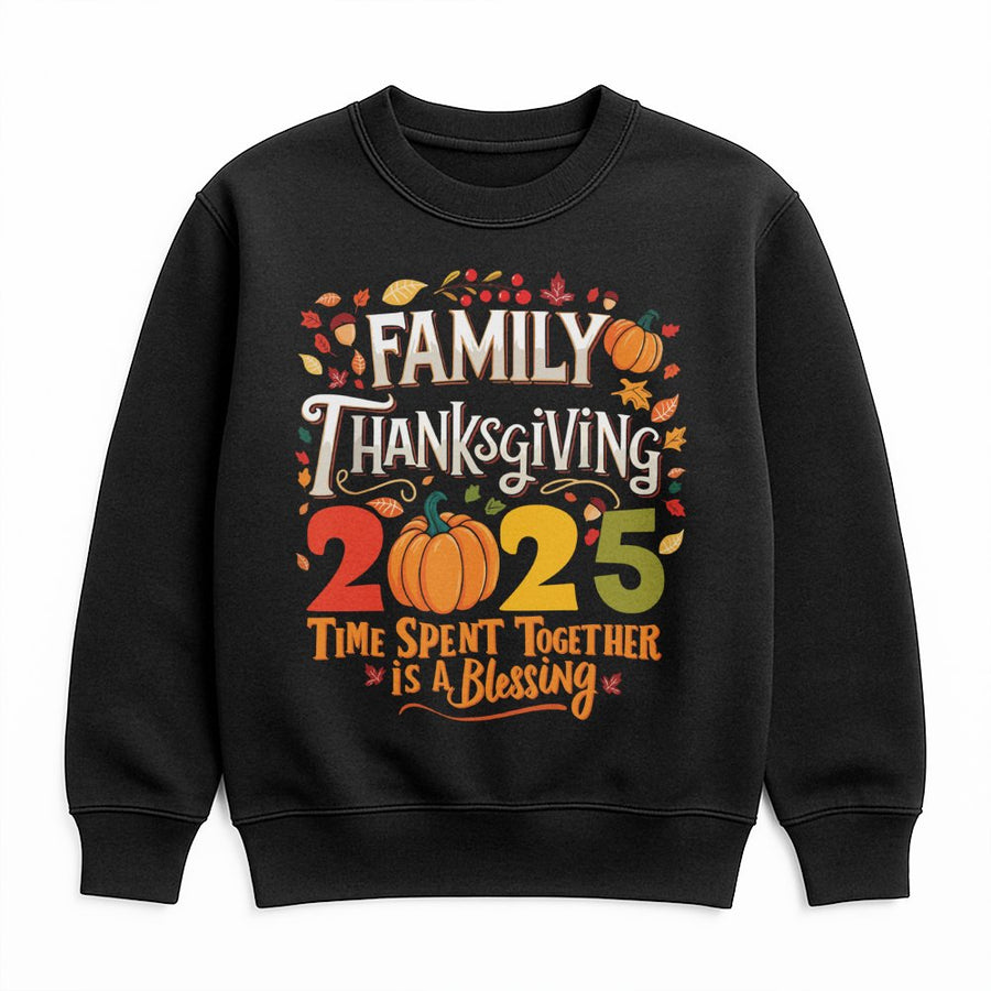 Family Thanksgiving 2025 Sweatshirt | Retro Autumn Pumpkin Graphic | Premium Cotton Blend Crewneck | Matching Holiday Gathering Gift For Family