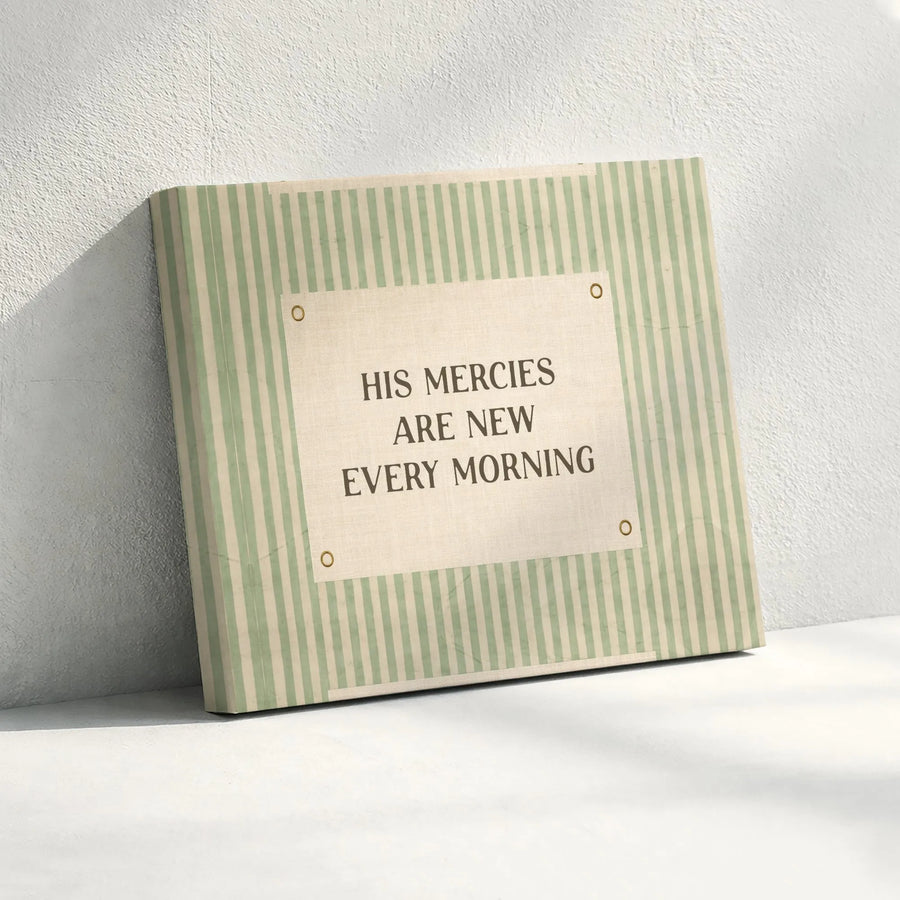 Bible Verse Canvas Print | His Mercies Are New Every Morning | Premium Gallery Wrapped Canvas | Christian Home Decor Inspirational Scripture Gift