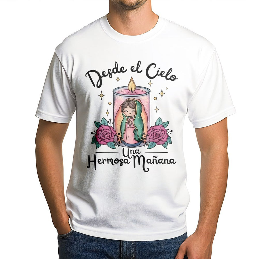Our Lady of Guadalupe T-Shirt | Desde El Cielo Art Design | Premium Cotton Catholic Apparel | Religious Gift for Women and Men