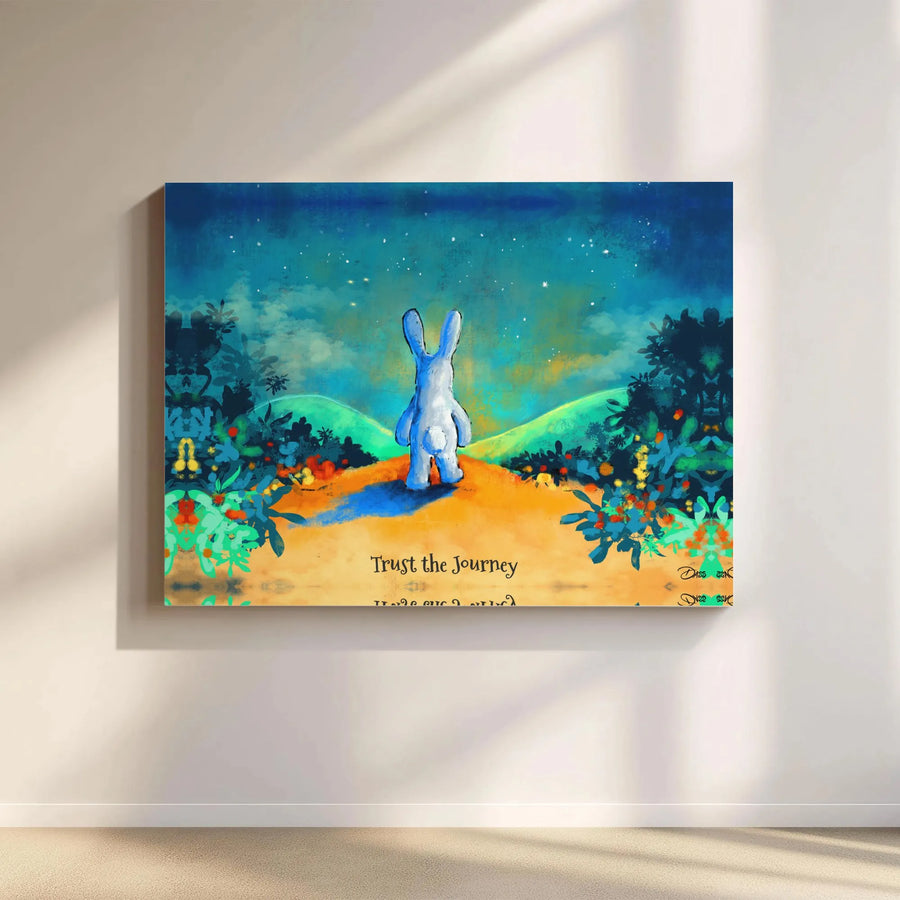 Inspirational Rabbit Canvas Art | 'Trust the Journey' Quote Print | Premium Gallery Wrapped Canvas | Nursery Decor or Motivational Gift