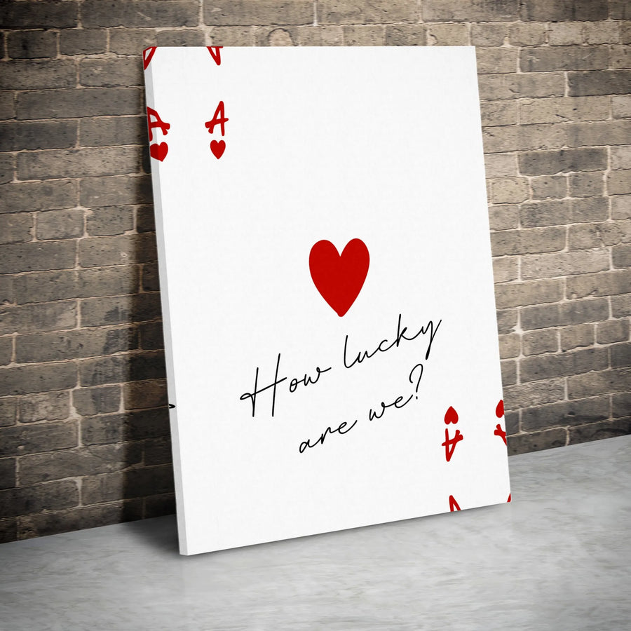 Ace of Hearts Canvas Wall Art | 'How Lucky Are We' Romantic Quote | Premium Gallery Wrapped Canvas | Anniversary Gift for Couple