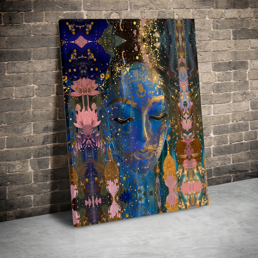 Spiritual Goddess Canvas Art | Abstract Lotus & Gold Splatter Design | Premium Gallery Canvas | Gift for Yoga Studio & Meditation Room Decor