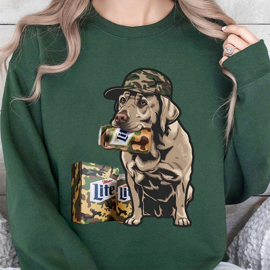 Miler Lite Labrador Hunting Dog Camo Pattern Unisex Sweatshirt Sweatshirt,Miller Beer Lovers Sweatshirt Classic Menswear Tops