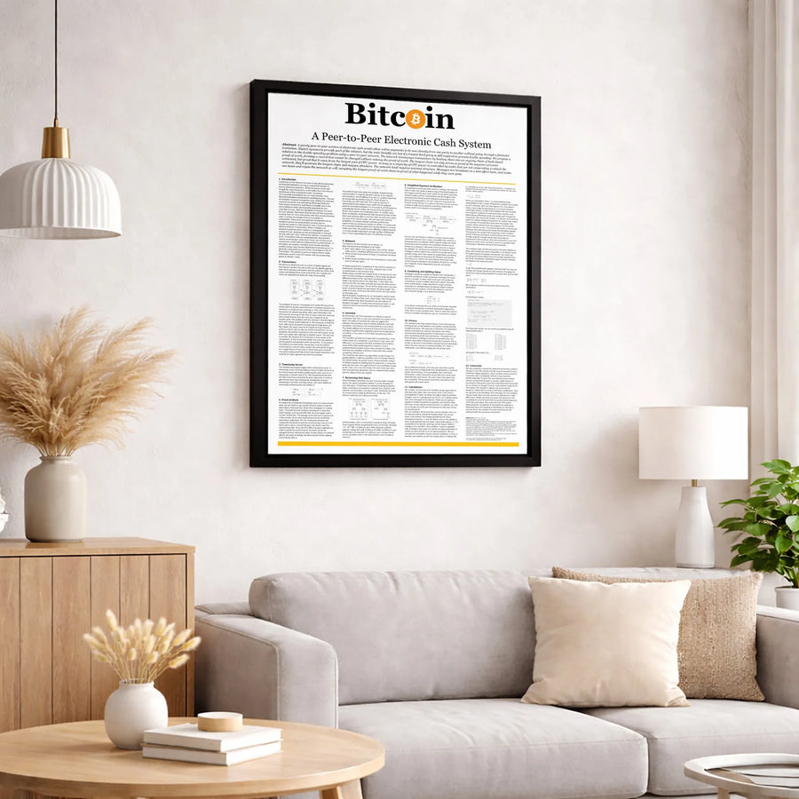Bitcoin Whitepaper Canvas Wall Art | Satoshi Nakamoto Original Paper | Premium Gallery Wrap Print | Crypto Home Office Decor Gift