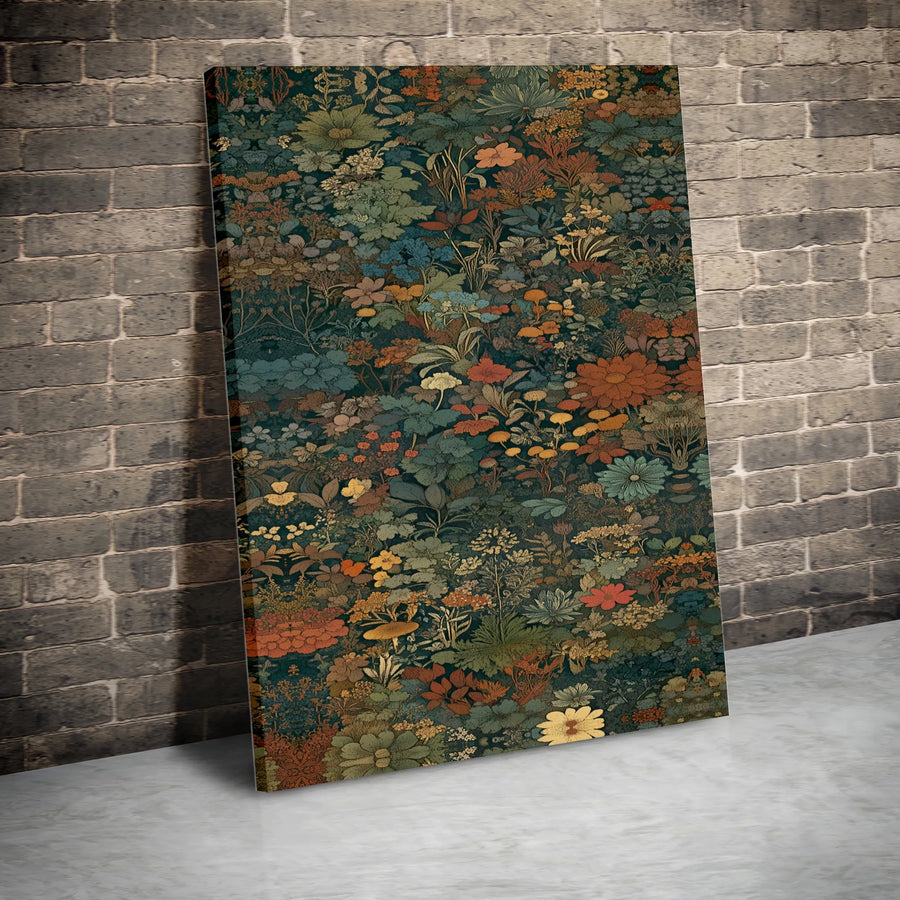 Vintage Dark Floral Canvas Wall Art | Botanical Moody Garden Print | Premium 1.25 Inch Gallery Wrap | Elegant Home Office Decor Gift