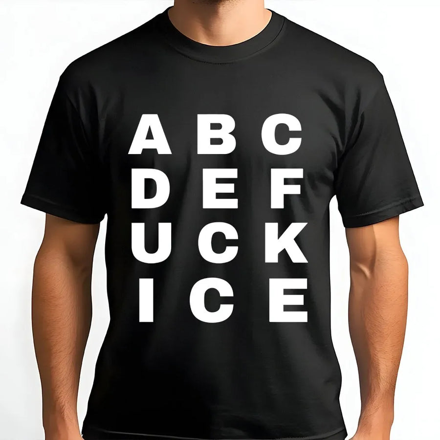 Abolish ICE T-Shirt | Funny Alphabet Protest Design | Premium Cotton-Blend | Gift for Political Activist